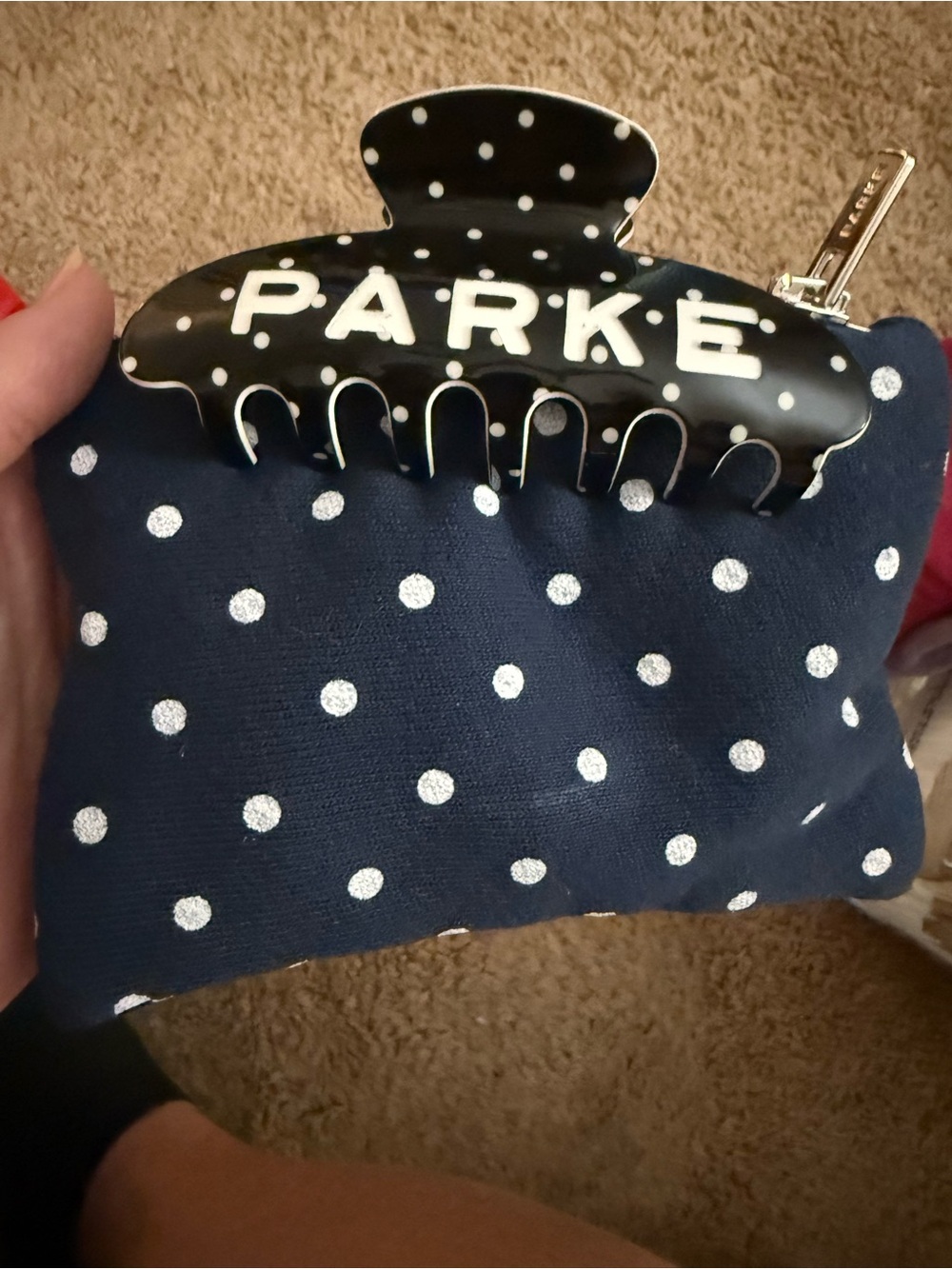 PARKER Navy Polka Dot Hair Claw Clip